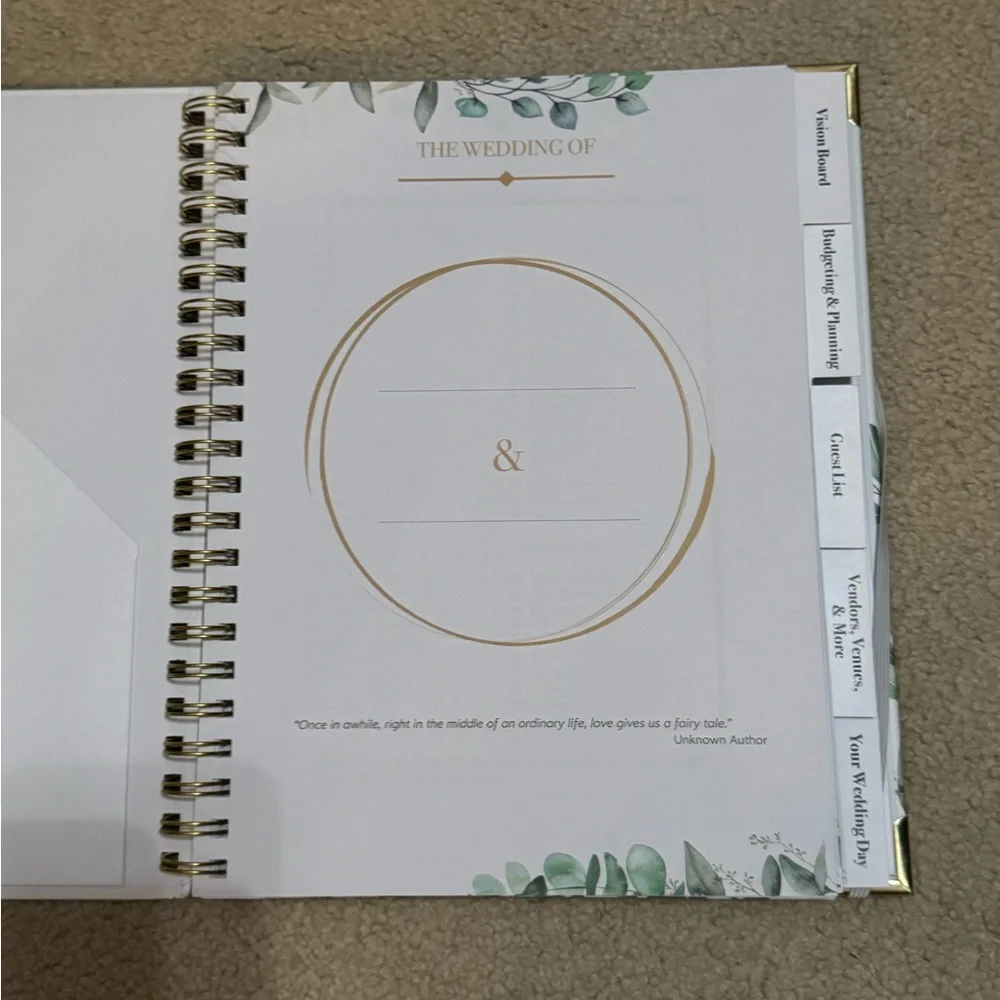Elegant Gold and Green Wedding Planner